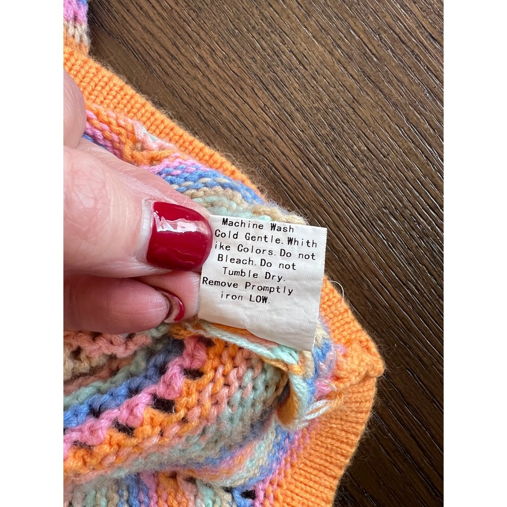 Princess Polly Mini Dress Polyester Open Knit Crochet Boho Orange Multi US 6 - Picture 9 of 9